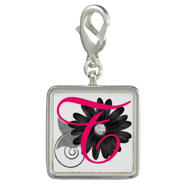 Initial & Flower Keychain Charm (Front)