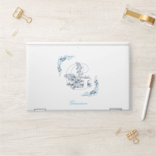 Initial "G" Blue Monogram Calm Floral HP Laptop Skin