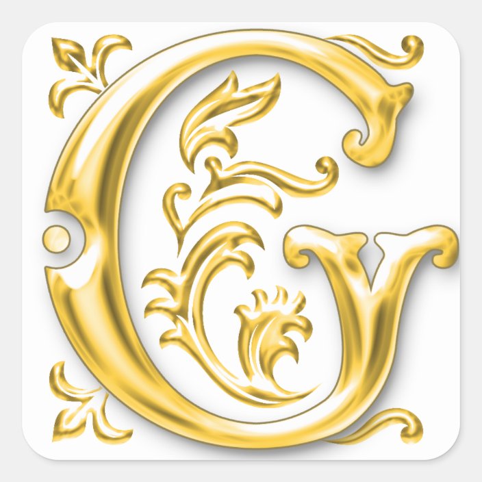 Initial G Capital Letter Sticker in Gold