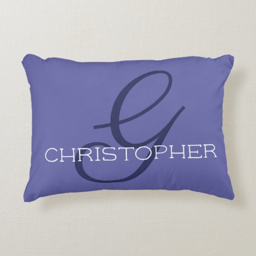 Initial G Custom Name Blue Periwinkle Accent Pillow