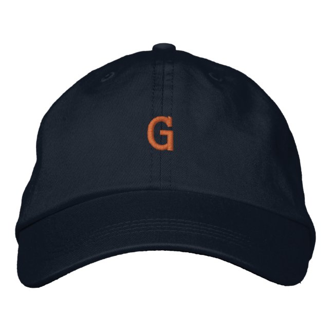 Initial G -Letter Character Monogram Handsome-Hat Embroidered Baseball Cap (Front)