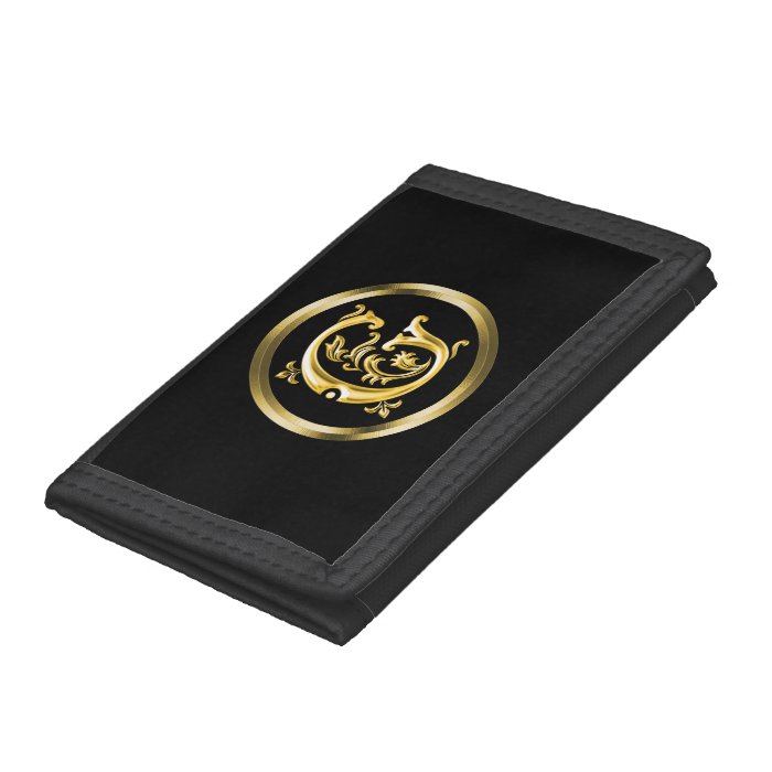 Initial G Letter in Gold Tri fold Wallet