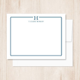 Initial Gift for Men Office Stationery Navy Blue Note Card
