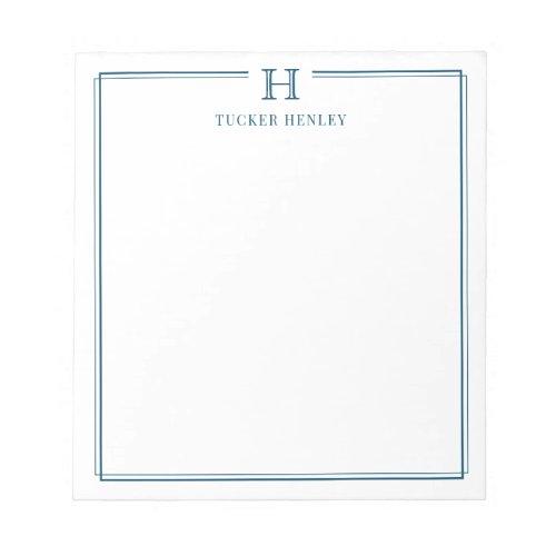 Initial Gift for Men Office Stationery Navy Blue Notepad