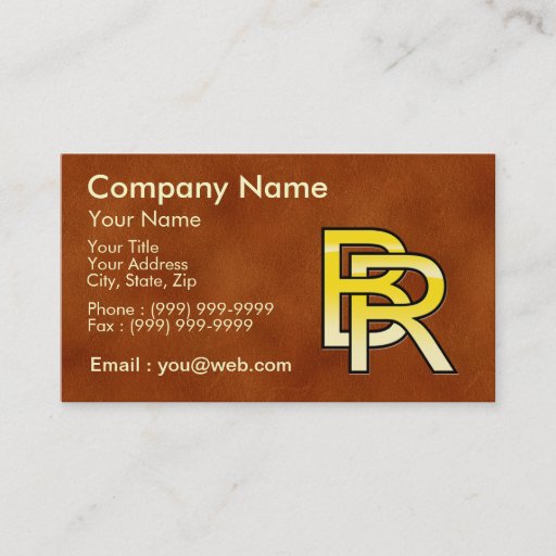 Customizable initial gold B and R on leather bottom Business Card Templates