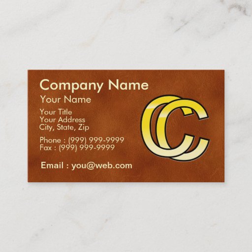 Customizable initial gold C and C on leather bottom Business Card