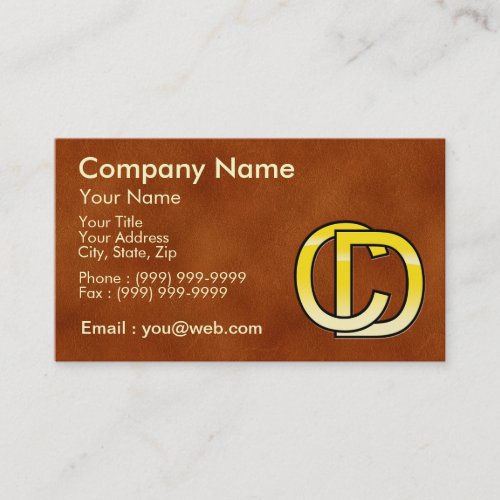 initial gold C and D on leather bottom Business Card Template