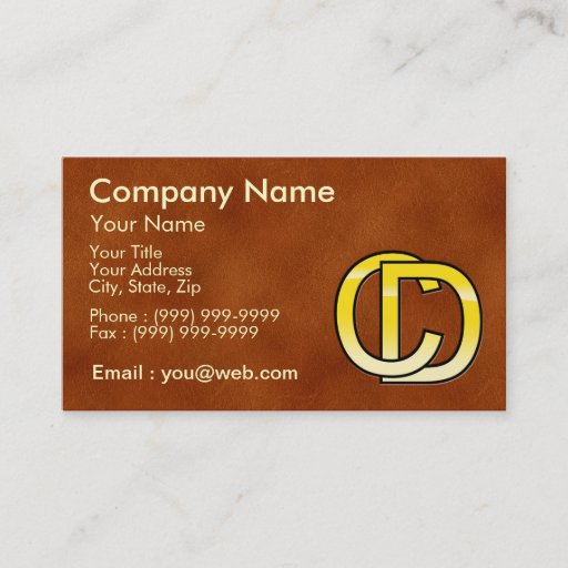 Customizable initial gold C and D on leather bottom Business Card Template