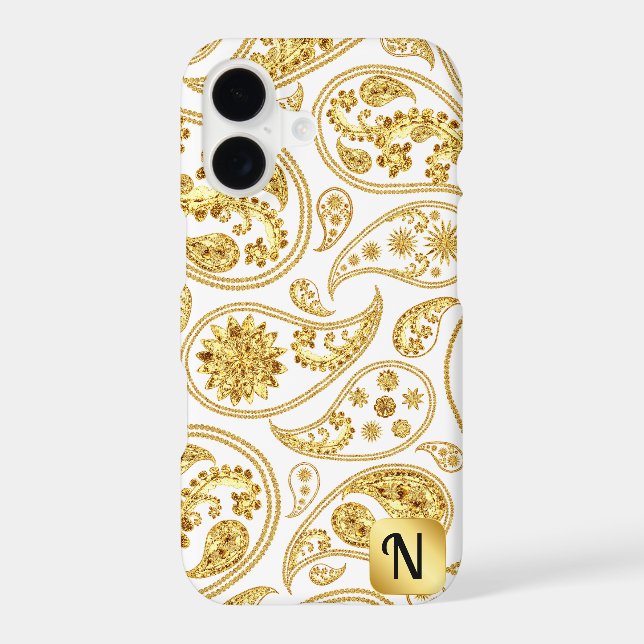 Initial golden paisley l Luxury feminine gift  iPhone Case (Back)