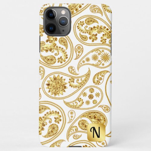Initial golden paisley l Luxury feminine gift  iPhone 11Pro Max Case