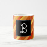 [ Thumbnail: Initial; Goldfish-Inspired Colored Stripes Pattern Coffee Mug ]