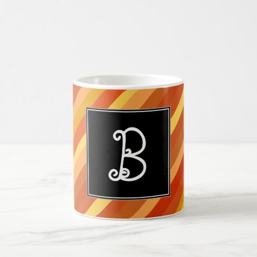 Initial Goldfish_Inspired Colored Stripes Pattern Coffee Mug