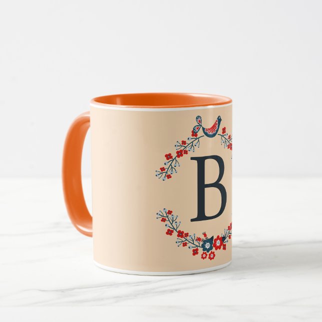 Initial gray monogram on bisque color  mug (Creator Uploaded)