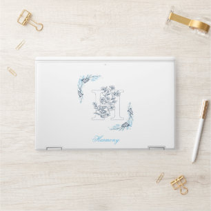 Initial "H" Blue Monogram Calm Floral HP Laptop Skin