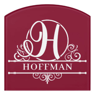 Initial H Family Name Split Monogram Door Sign