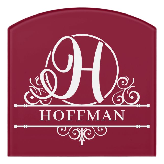 Initial H Family Name Split Monogram Door Sign (Contour Front)