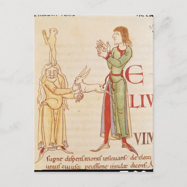 Initial 'H' in the form of two conjurors Postcard (Front)