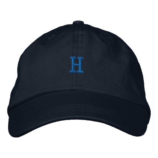 Initial H - Letter Character Monogram Handsome-Hat Embroidered Baseball Cap (Front)