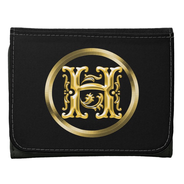 Initial H Letter in Gold Custom Wallet