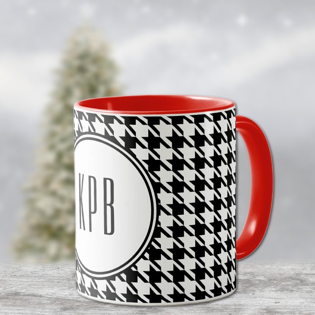 Initial Houndstooth Pattern Combo Beverage Mug (Creator Uploaded)