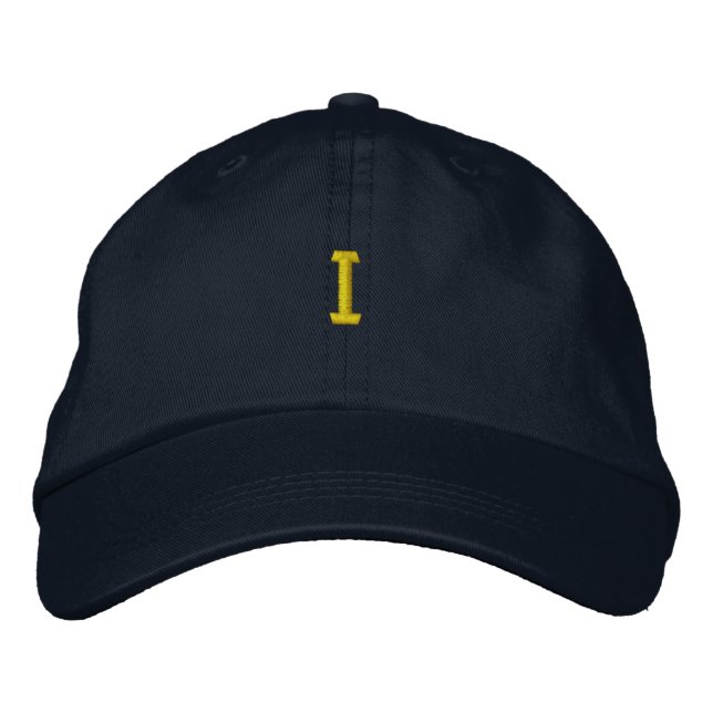 Initial I - Letter Character Monogram-Hat style Embroidered Baseball Cap (Front)