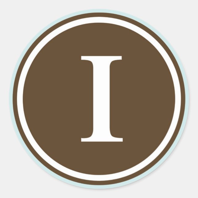 Initial I monogram circle letter seal party favor (Front)