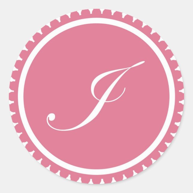 Initial I princess pink monogram seal party favor (Front)
