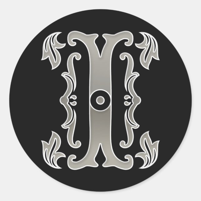 Initial I Round Sticker in Gold (Front)