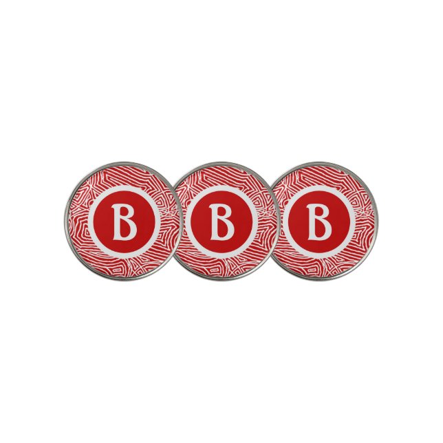 Initial in Red Golf Ball Marker (3 Up)