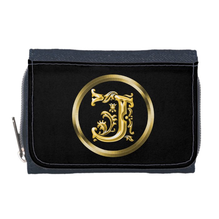 Initial J Letter in Gold Wallets