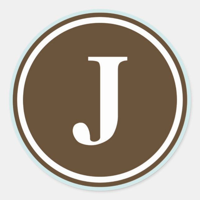 Initial J monogram circle letter seal party favor (Front)