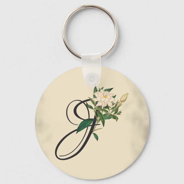 Initial J, Vintage Jasmine Keychain (Front)