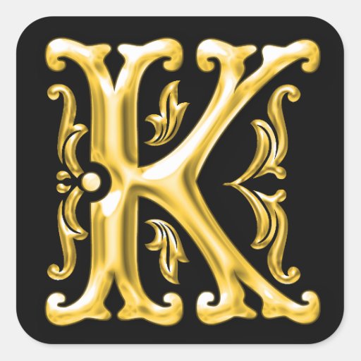Initial K Capital Letter Sticker in Gold | Zazzle