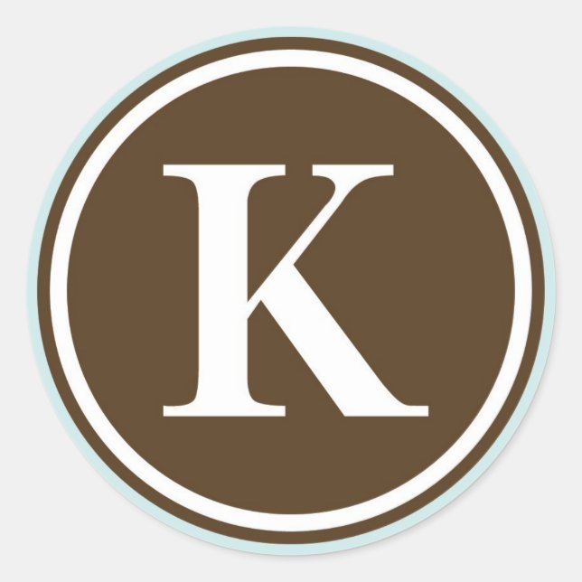 Initial K monogram circle letter seal party favor (Front)