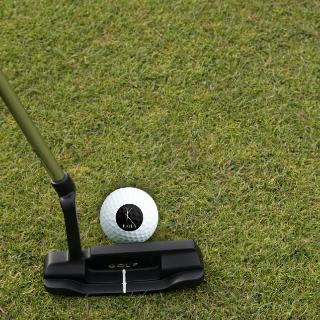 Initial K monogram red floral grandmom black Golf Balls (Creator Uploaded)