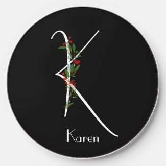 Initial K monogram watercolor red Wireless Charger