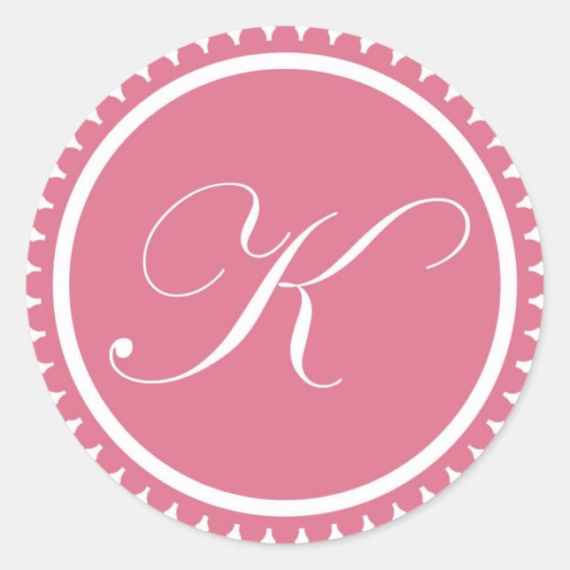 Initial K princess pink monogram seal party favor (Front)