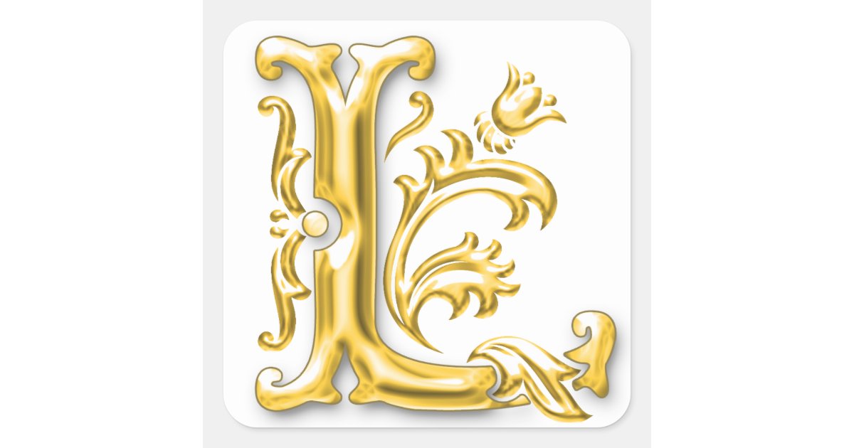 Initial L Capital Letter Monogram Sticker in Gold