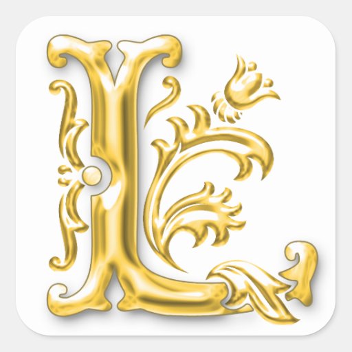 Initial L Capital Letter Monogram Sticker in Gold | Zazzle