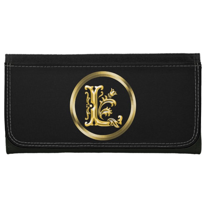 Initial L Letter in Gold Custom Wallets