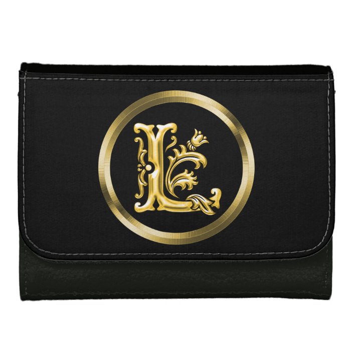 Initial L Letter in Gold Custom Wallets