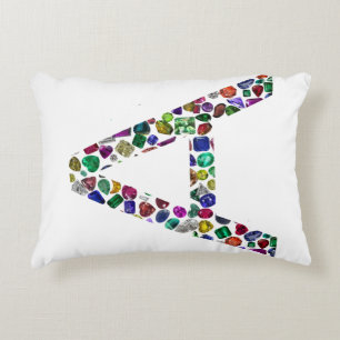 Initial Letter A in Gemstone Floral Design Accent Pillow