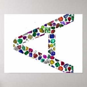 Initial Letter A with Gemstone Floral Monogram Poster