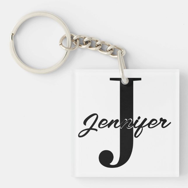 Initial Letter and Name Custom Keychain (Front)