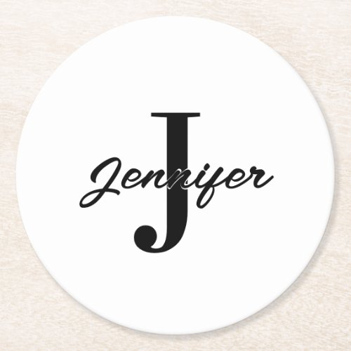 Initial Letter and Name Custom Round Paper Coaster