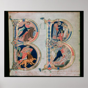 Initial letter 'B' Beatus vir - Blessed is the Poster