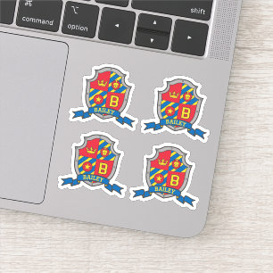 Initial letter B custom name lion crest shield Sticker