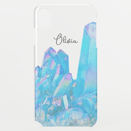 Initial Letter Blue crystal amethyst phone case