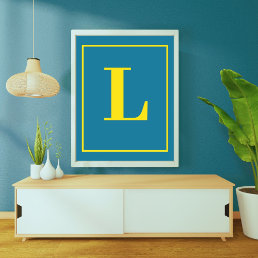 Initial Letter |Blue&amp;Yllowe Monogram Modern Stylis Poster