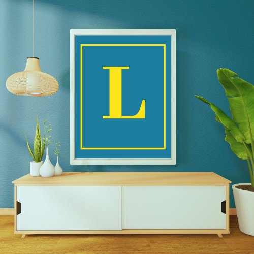 Initial Letter BlueYllowe Monogram Modern Stylis Poster